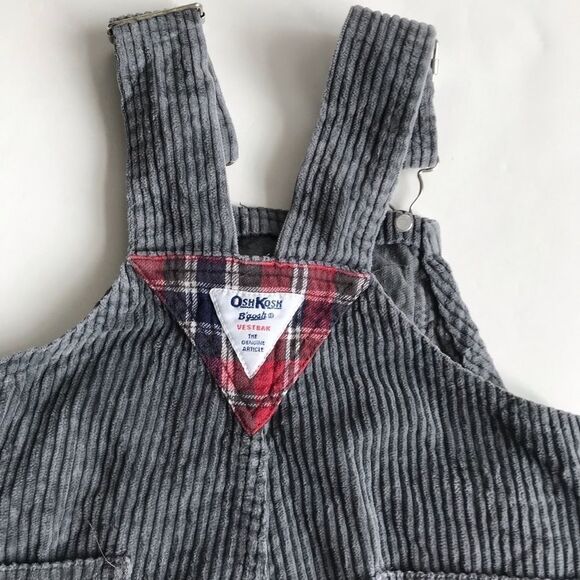 Vintage Oshkosh thick corduroy/plaid overalls 2T - Picture 6 of 6